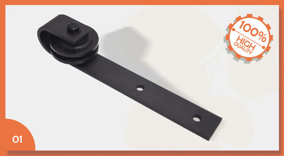 noir d'accessoires de matériel de porte de grange de glissement enduits par poudre de 6.6FT avec le rail de 2m