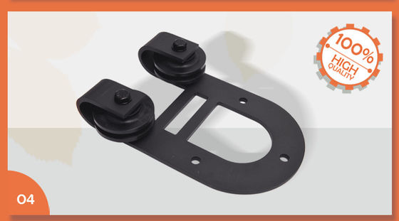 noir d'accessoires de matériel de porte de grange de glissement enduits par poudre de 6.6FT avec le rail de 2m