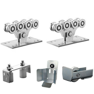 Petites 8 roues galvanisées argentées en acier de chariots pour la roue en porte-à-faux de porte de système d'automation de porte de glissement