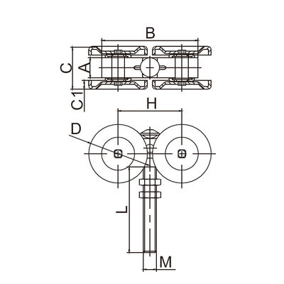Style américain de 2 de pouce d'entrepôt en métal rouleaux en verre de porte coulissante avec l'incidence
