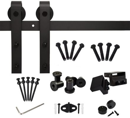 voie de Bent Strap Barn Door Hardware Kit Sliding Gate Rollers And du noir 80kg-100kg