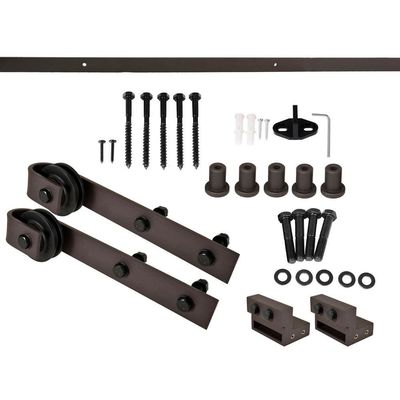 voie de Bent Strap Barn Door Hardware Kit Sliding Gate Rollers And du noir 80kg-100kg