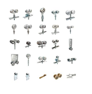 Les rouleaux de porte accrochants en acier de zinc argenté clôturent 22mm avec le boulon réglable