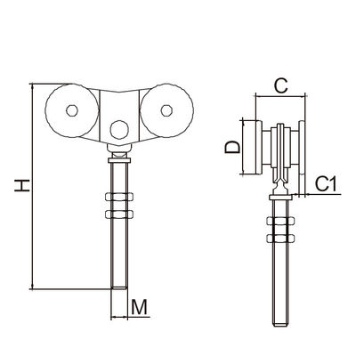 Style rond accrochant 33.5mm de plat de la roue 4 de rouleau de porte en verre