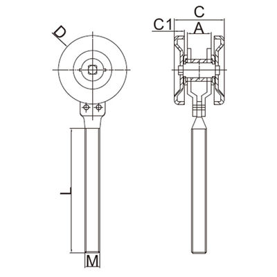 Voie accrochante en acier de rouleau de porte de GL49A avec soutenir le rouleau 55mm de roues de la voie ferroviaire 2