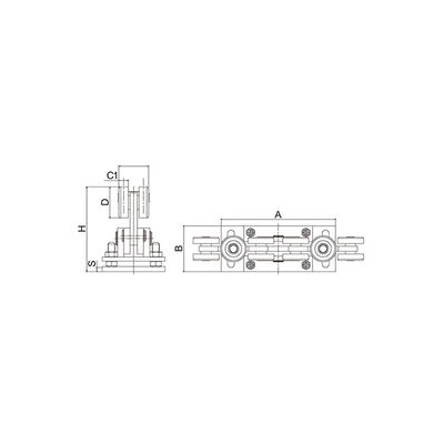 Petite voie en porte-à-faux en bois télescopique 68mm du chariot 80x80 de roue du kit 3 de porte