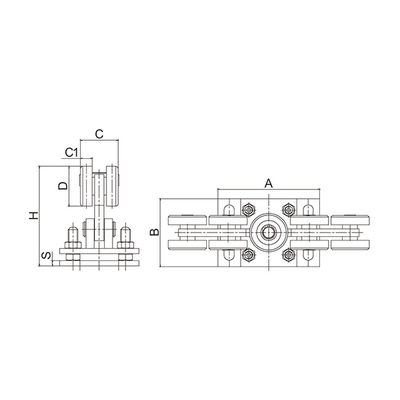 Roues en porte-à-faux électriques du kit 10 de porte de glissement pour 80x80 le plat réglable de rouleau de chariot du rail 68mm