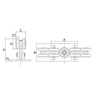 La roue en porte-à-faux argentée 80x80 du kit 9 de porte de glissière de maillon de chaîne de fer résistant a profilé la voie 68mm