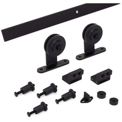 8 pieds 6ft 7 pi de double de grange de 4ft de porte de matériel de Kit Wooden Door Black Metal poudre de fer