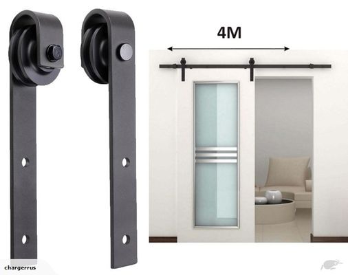 8 pieds 6ft 7 pi de double de grange de 4ft de porte de matériel de Kit Wooden Door Black Metal poudre de fer