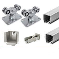 KIT complet galvanisé d'or argenté pour le système en porte-à-faux de porte de 5 roues pour les portes moyennes