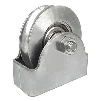 L'incidence simple de cannelure d'U a galvanisé la roue en acier de porte de glissement avec la boîte ronde extérieure de soutien