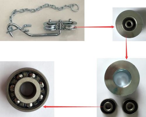 Système blanc de rouleaux de benne suspendue de banane de zinc avec le roulement à billes résistant à chaînes D64mm