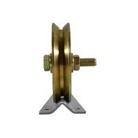 Rouleaux noirs de roulement de transport d'une roue d'or et matériel rond bon de portes