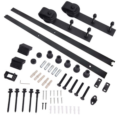 Double matériel intérieur Kit Matte Black Wall Mounted de porte de grange