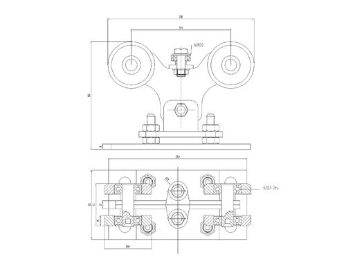 Rouleau réglable de rapport de porte de glissement de zinc du ruban 6203 avec 8 rouleaux