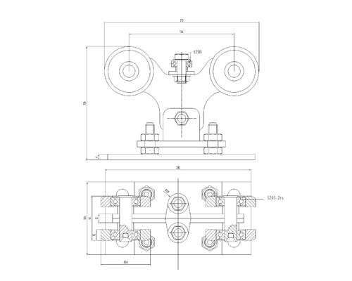 Rouleau réglable de rapport de porte de glissement de zinc du ruban 6203 avec 8 rouleaux