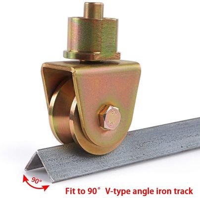 2 pouces de glissement de porte de cannelure de la roue V de tige de rotation de 360 degrés