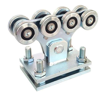 roue en acier de porte de 8 encorbellements de GI blanc de 48mm avec le plat réglable