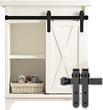 Cabinet Mini Barn Door Hardware Kit de porte à deux battants 8ft 10ft noir
