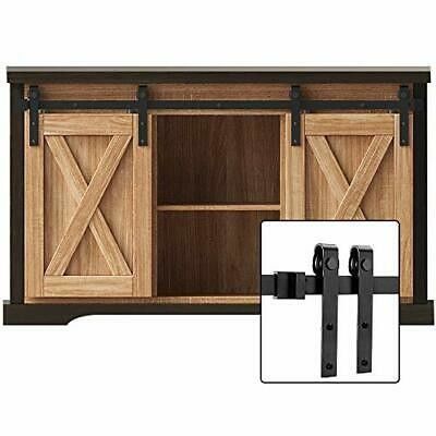 Courroie classique noire Mini Barn Door Hardware Kit 6 pi pour de doubles portes en bois