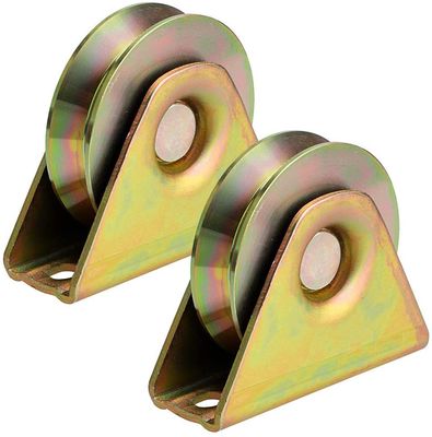 2 cannelure jaune du zinc V Y U de zinc blanc de roue de porte de glissement de passage de pouce
