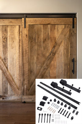 Kit noir de rouleau de voie de matériel de porte de Matte Classic Design Single Barn