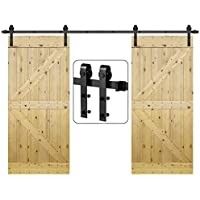 Une seule pièce de matériel de porte de grange de by-pass de bâti de mur 4-8.2 pi d'acier de noir