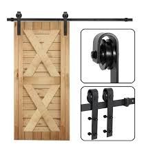 Matériel classique de porte de grange de forme de J 6,6 pi d'acier au carbone de noir